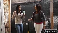 brunette hot babe pursuaded to show her tits while nude