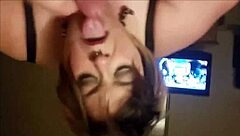 chubby mature woman giving blowjob from pov