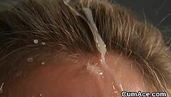 I'm the slutty idol getting bukkake facial and swallowing jizz