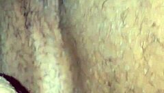 Amateur wife rides big black cock in doggystyle interracial scene.