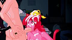 Hentai game features intense spectrophilia with blowjobs and anal sex