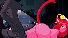 Hentai game features intense spectrophilia with blowjobs and anal sex