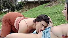Horny Lesbians Fuck Their Perfect Pussies Outdoors