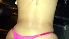 Petite teen fucks doggystyle on stairs after first date dinner