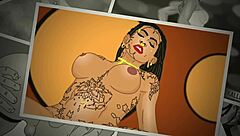 rayalla jerks her big dick while miah bounces her bubble butt in the back alley