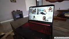 my hot blonde stepmom teaches me how a milf fucks with blowjob and choking