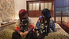 i got dressed in japanese costume on halloween and ended up deepthroating to creampie