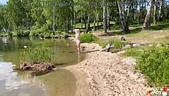 Redhead Babe Masturbates Juicy Pussy on Public Beach