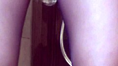 Sexy Brunette Sonya Pees and Masturbates in Shower Stockings