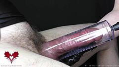 She pumps my cock with latex gloves for max size. Watch her work it close up!