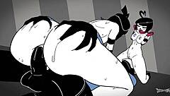 Derpixon Mime&Dash在动画场景中疯狂硬核肛交。