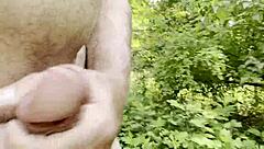 Gay guy jerks off solo in the woods