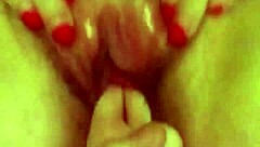 she fingers her tight pussy while i fill it with gigantic dildo!