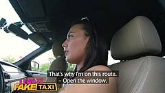 Female fake taxi expert performs oral on sexy Czech driver in car reality show