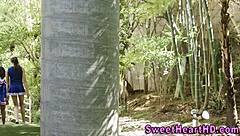 teen cheerleaders explore lesbian oral in locker room