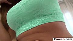 Hot blonde babe sucks cock then bends over for rough doggystyle fucking