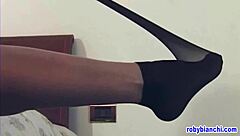 donna denrico masturbates with big tits in pantyhose