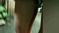 Shemale masturbates on street