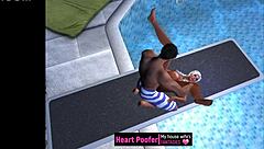 Intense sex on pool jumping board
