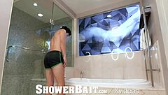 sensual shower fuck with straight guy