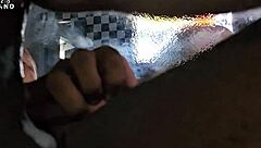 Fucking my girlfriend's tight pussy with big black cock, cum overflowing