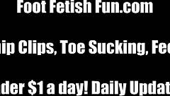 I want you to sniff our stockings, little foot freak.