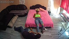 Why not worship the feet of this blonde mature woman?