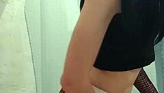 Teen feels pleasure in gay crossdressing solo