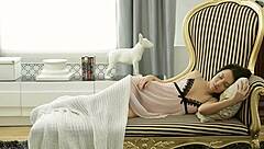 amateur teen gives rough blowjob in missionary.