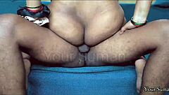 Fat stepmom rides son's cock in cowgirl creampie