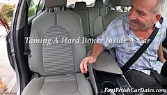 Tame That Hard Boner with Footjob in Car!