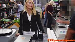 this milf sucks dick in pawn shop for extra cash on hidden cam.