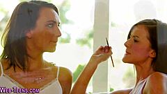 Spex Teen Lesbians Licking Each Other with Wild Desire