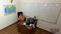 Petite Girl Masturbates And Fucks Big Cock In Classroom!