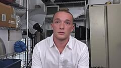 Bareback interracial gay rough sex with horny agent?