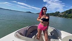 big tits babe fucks monster cock outdoor on boat for creampie