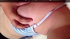 Sexy blonde teen with small tits explores her body