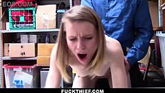 Tiny thief caught sucking big cock