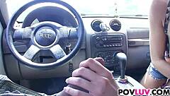 Teen 18+ Amanda Tate fucks in POV close up.