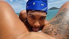 Beautiful Latina Tattooed Babe's First Time Bareback On Nudist Beach In Rio