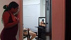 I caught my stepbrother masturbating, his big cock made me wet, so I gave him a deepthroat!