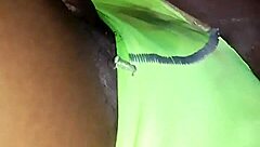 curvy housewife pulls pant to side on bed