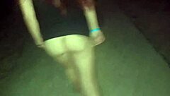 Taking Wife For Pantyless Beach Walk At Night