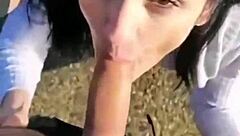 Oh God, She's Sucking His Cock And Nuts Right On The Roadside!