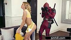 Blonde jessa rhodes in deadpool parody with big tits