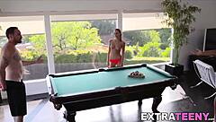 Beautiful Teen Emma Hix Spit Roasted by Two Huge Cocks