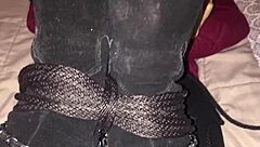 wow, bratty little 18+ gets flogged, spanked, and fucked hard in boots!