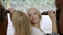 Preppy Girl Enjoys Threesome With Three Big Black Cocks