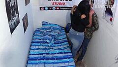 Latina teen bent over in the bush, friend gives her creampie orgasm on big ass.