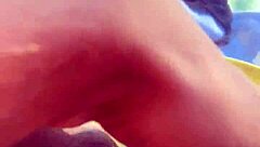 The fat slut gets fingered to orgasm in public outdoor scene